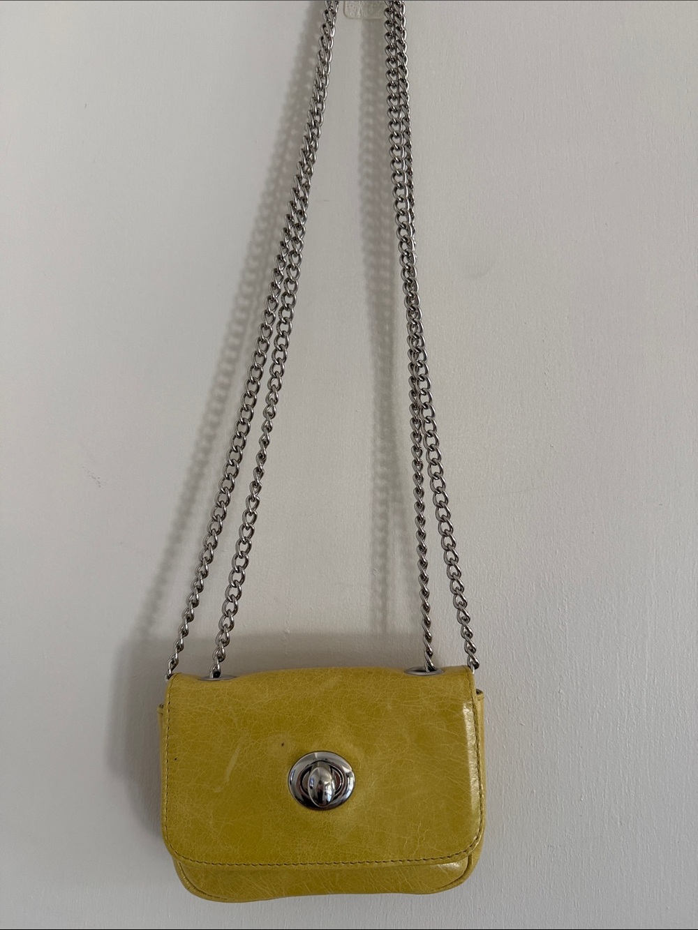 Hobo International Opal Yellow Leather Convertible Mini Card Shoulder/Crossbody